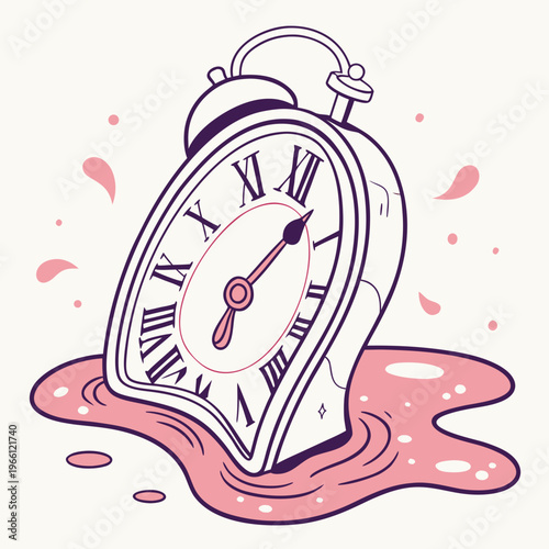 A melting alarm clock with roman numerals