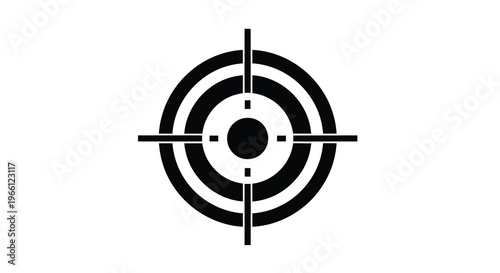 A stark black and white image depicts a target with concentric circles and a crosshair center high quality professional detailed modern