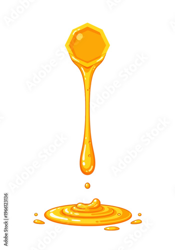 Honey Droplet Falling Downwards Slowly.