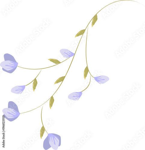 Flower Vine Swirling Branch Line Art