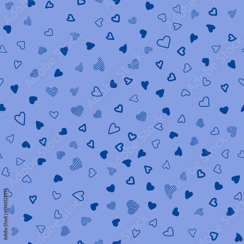 a blue heart. a pattern with hearts. cute decor. banner, booklet. vector illustration. 