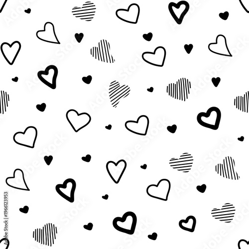 a black heart. gray. a pattern with hearts. cute decor. banner, booklet. vector illustration. 