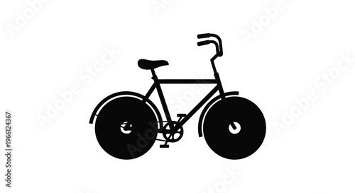 A minimalist black silhouette depicts a vintage bicycle with curved handlebars and classic wheel designs high quality professional detailed modern elegant