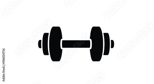 A minimalist black silhouette depicts a standard barbell dumbbell commonly used for strength training exercises high quality professional detailed modern elegant