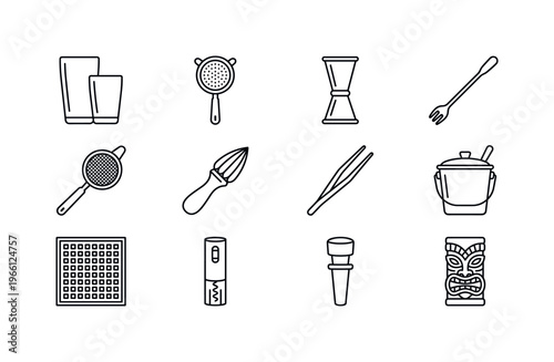 Essential bar tools and utensils for mixology and cocktail preparation