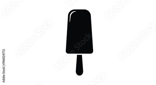 A minimalist graphic depicts a single black popsicle on a stark white background showcasing a simple frozen treat high quality professional