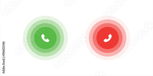 Answer and decline phone call buttons. Phone call. Telephone sign. Accept call and decline phone icons. vector
