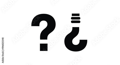 A minimalist black and white image features two question marks one standard and one stylized with lines high quality professional detailed