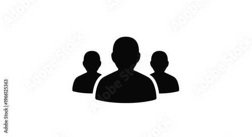 A simple black silhouette depicts three heads in a row representing a group or team concept high quality professional detailed modern