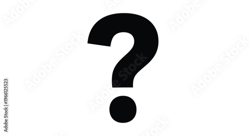 A stark black question mark stands out against a completely white background representing inquiry and uncertainty high quality professional detailed modern