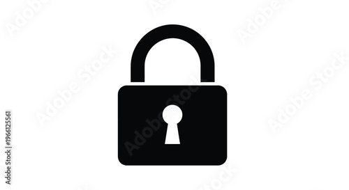 A simple black and white illustration depicts a closed padlock symbolizing security privacy and protection high quality professional detailed modern elegant