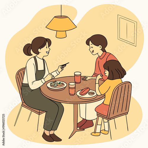 Family having a meal together at a table