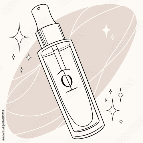 A clear spray bottle with a logo on the front