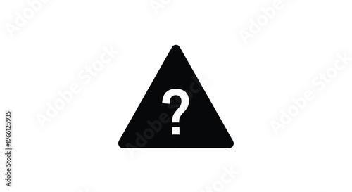 A black triangle contains a white question mark representing uncertainty warning or an unknown issue high quality professional detailed modern elegant