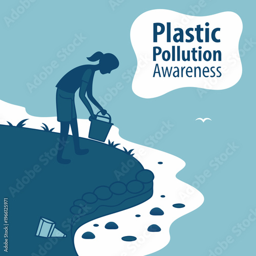 Person picking up plastic pollution on the beach