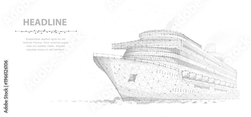 Sketch luxury yacht on white background. Marine transport concept, cruise ship, ocean travel, nautical engineering, modern vessel design, maritime tourism scene. Vector illustration