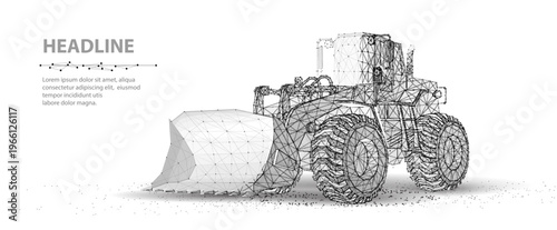 Sketch bulldozer tractor on white background. Heavy machinery concept, construction vehicle, engineering equipment, industrial transport, earthmoving work scene. Vector illustration