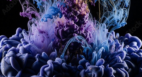 Abstract colorful ink explosion with vibrant fluid motion on dark background creating modern artistic texture for digital design wallpaper concept