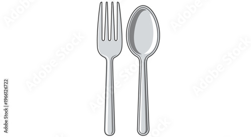 Spoon and fork eating utensils metal.