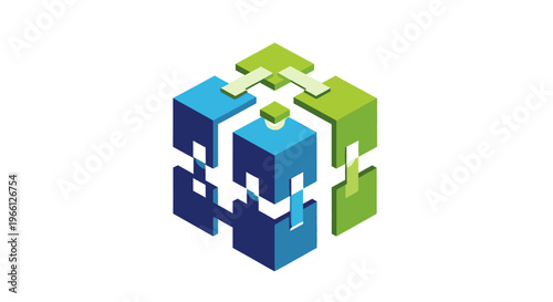 Interlocking puzzle pieces in blue green.