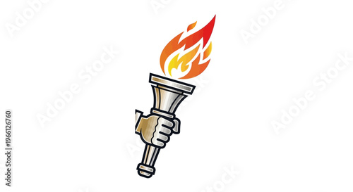 Hand holding a burning torch tightly.