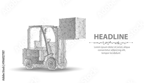 Sketch forklift carrying stacked boxes on light background. Warehouse transport, cargo handling, industrial logistics, storage equipment, delivery service concept. Vector illustration