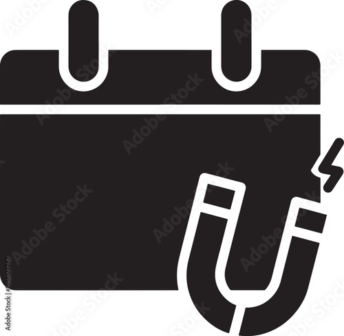 Calendar icon with a horseshoe magnet representing event marketing and customer attraction