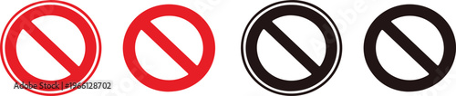 prohibition no entry ban symbol icon set red black circle slash warning restriction flat design collection isolated background.