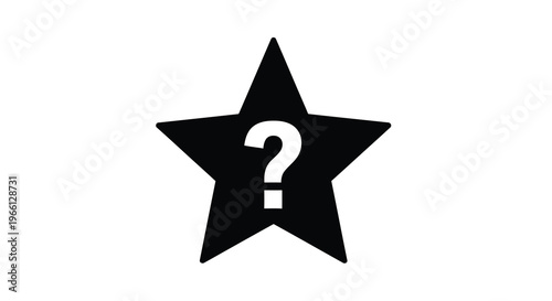 A stark black star shape prominently displays a white question mark centered within its form creating a visual puzzle high quality