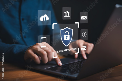 Fraud Prevention Digital Security Shield Protection for Online Banking Data and Cyber Safety