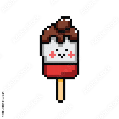Pixel art illustration character ice cream design