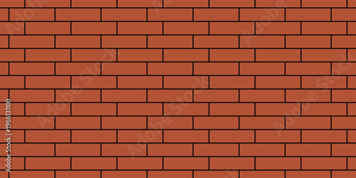 Brick pattern. Seamless vector orange color brick wall background. Red bricks wall vector wallpaper texture.