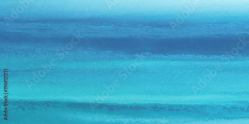 Blue watercolor background with abstract turquoise brush strokes and ethereal ocean wave texture for artistic design