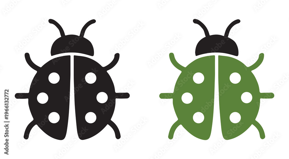 Obraz premium Set of ladybug icons vector illustration isolated on white, Flat style vector design, Garden insect vector set. 