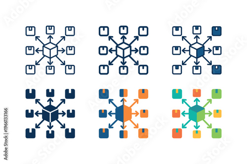 Distribution network diagram showing a central hub connected to multiple packages