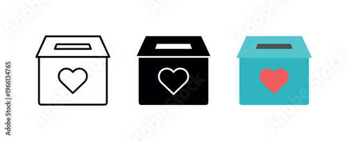 Collection box with heart emblem for donations and charity