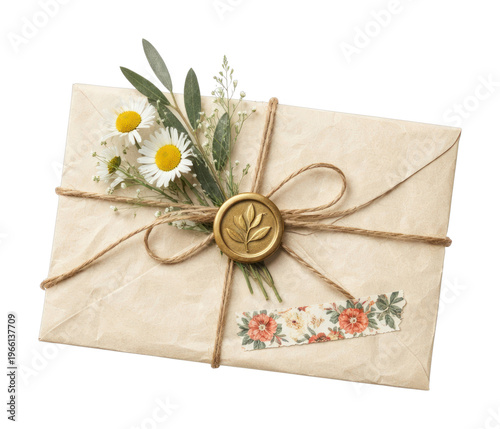 PNG Rustic floral envelope gift