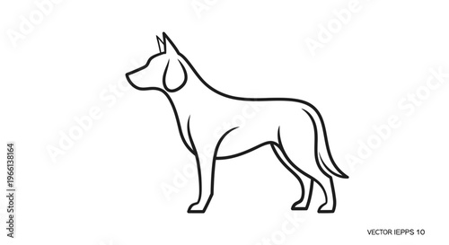 Dog Standing Side Profile View.