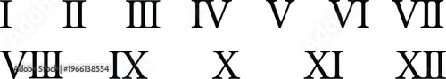 Roman numbers set. number from one to twelve. Vector illustration.