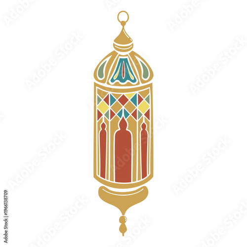 Turkish mosaic lamp rectangle with ornament. Hand drawn vector illustration isolated. For interior designs magazines, oriental coffee houses and parties, holidays, greeting cards banners clip arts.