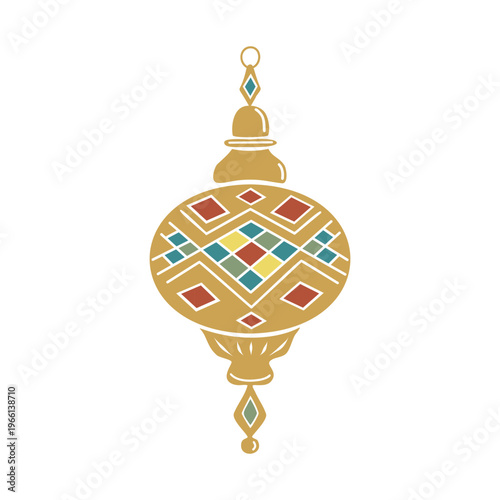 Turkish mosaic lamp with traditional ornament. Hand drawn vector illustration isolated. For interior designs magazines, oriental coffee houses and parties, holidays, greeting cards banners clip arts.