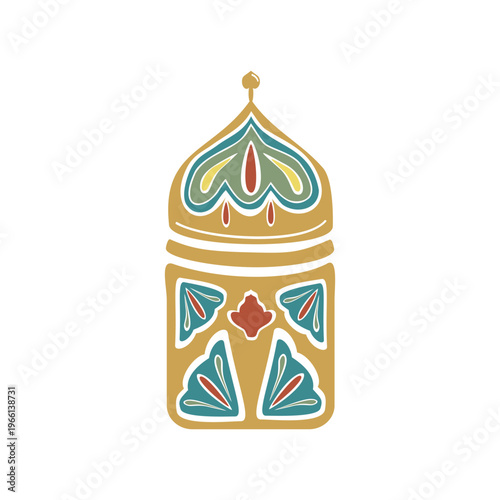 Turkish coffee cup cap pot and traditional ornament. Hand drawn vector illustration isolated For cookbooks designs magazines, oriental coffee houses and dishware, holidays postcards banners clip arts.