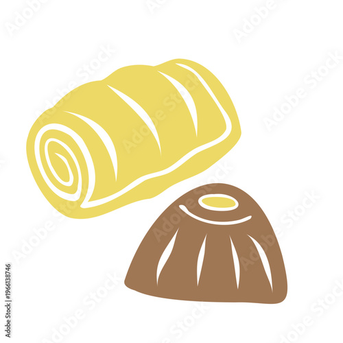 Turkish traditional sweet pastry nougat dessert. Hand drawn vector illustration isolated set. For cookbooks designs magazines, oriental coffee houses and bakery, holidays, postcards banners clip arts.