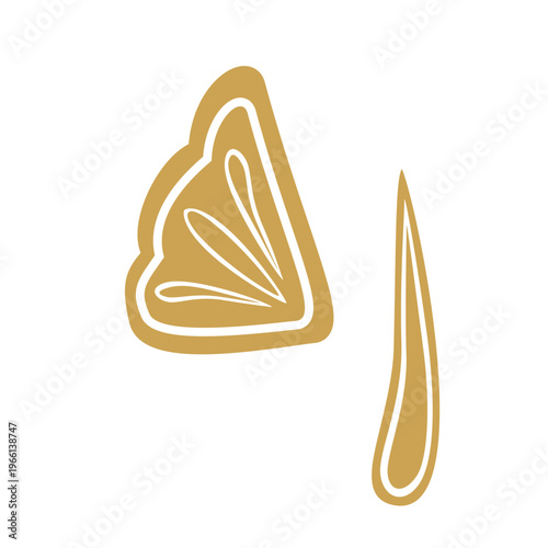 Turkish traditional ornament element golden. Hand drawn vector illustration isolated set. For fashion ware design magazines, oriental coffee houses and dishware, holidays postcards banners clip arts.