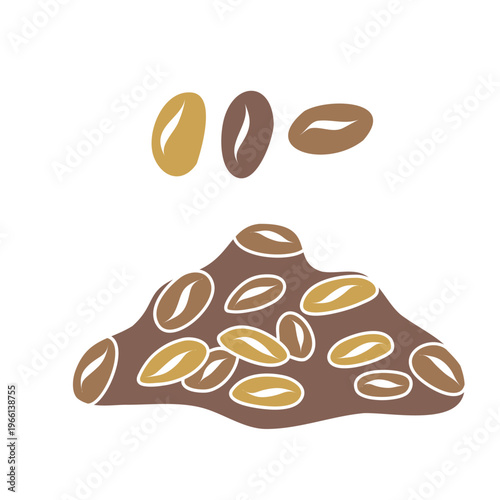 Roasted coffee beans fresh. Hand drawn vector illustration isolated set. For cookbooks designs magazines, oriental coffee houses and dishware, holidays, postcards banners clip arts.