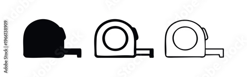 Tape Measure Icon Set. Measuring Tool Symbol Collection for Construction and DIY Projects.