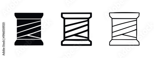 Spool of Thread Icon Set. Sewing and Craft Bobbin Symbols for Textile Projects.