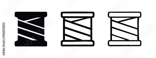 Spool of Thread Icon Set. Sewing and Craft Bobbin Symbols for Textile Projects.