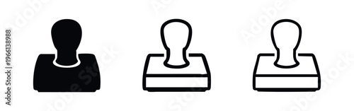 Rubber stamp icon set. Office document approval seal symbols for official paperwork.