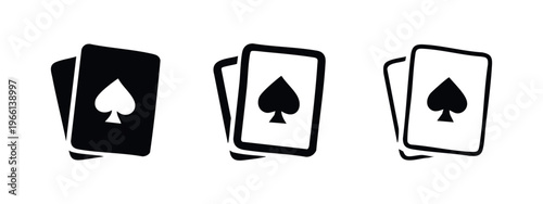 Playing Cards Spade Suit Icon Set. Casino, Poker, and Gambling Game Symbol.